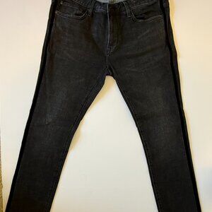 John Varvatos USA Wight Slim Jeans Size 34 Black Tuxedo Stripe